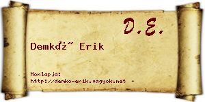 Demkó Erik névjegykártya